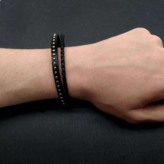 pulsera de cuero caballero negro