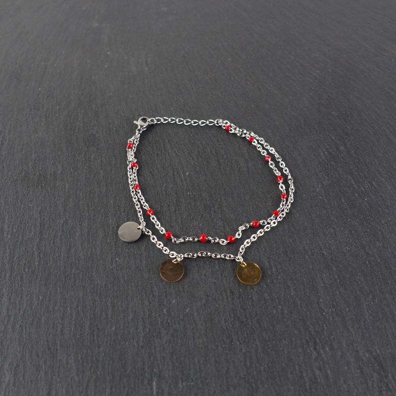 Pulsera doble roja cerrada