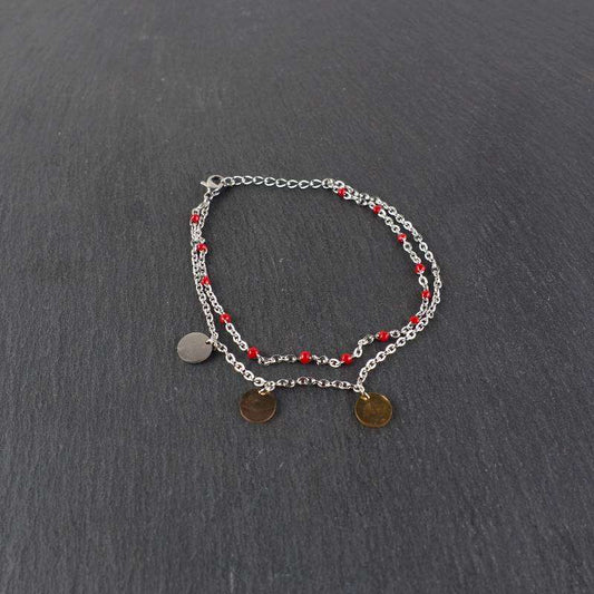 Pulsera doble roja cerrada