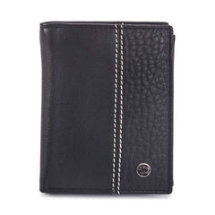 cartera simon  en piel con monedero negra frontal