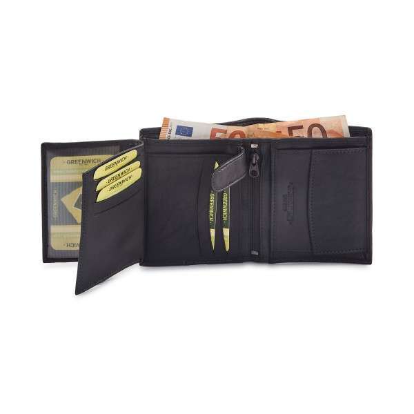 cartera simon  en piel con monedero marron interior
