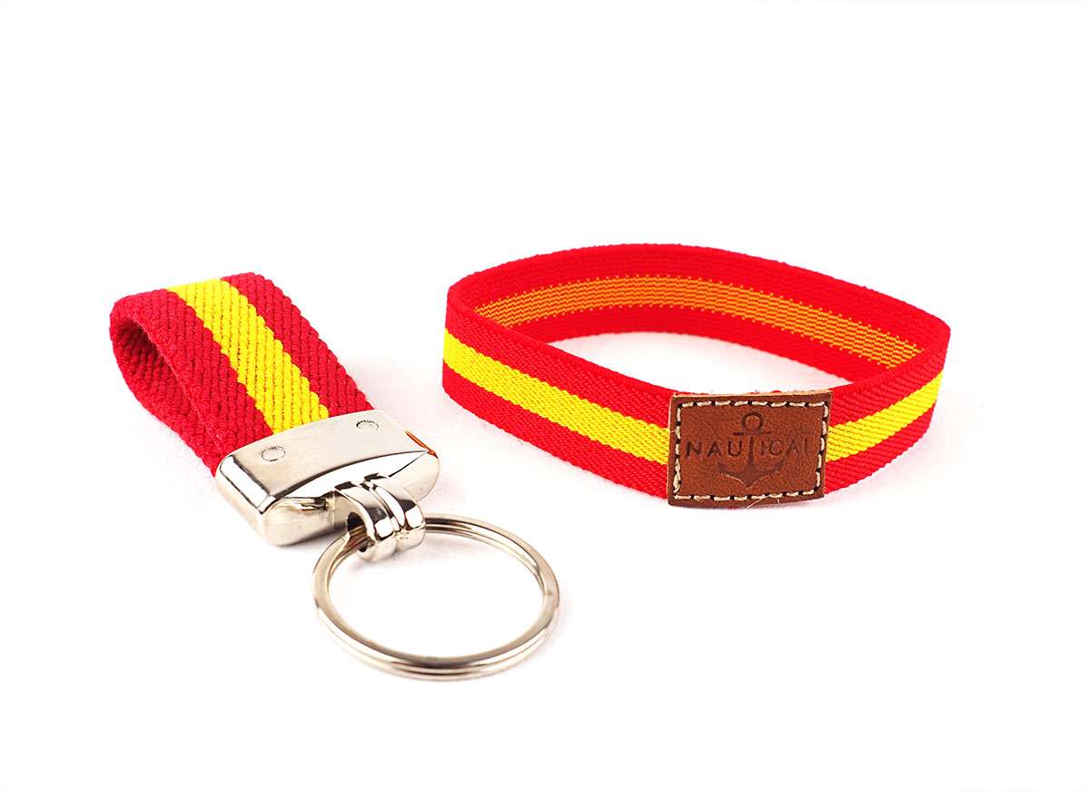 Pack de pulsera y llavero con colores de bandera de España